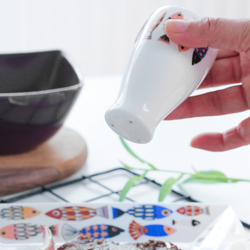 Stil european danez pește albastru, 3 găuri, 5 găuri, sticlă de condimente din ceramică, accesorii de bucătărie pentru acasă, piper, chimen, sticlă de condimente pentru grătar