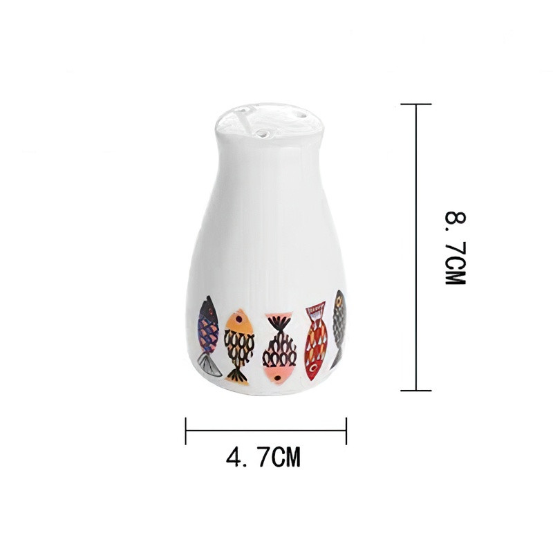Stil european danez pește albastru, 3 găuri, 5 găuri, sticlă de condimente din ceramică, accesorii de bucătărie pentru acasă, piper, chimen, sticlă de condimente pentru grătar