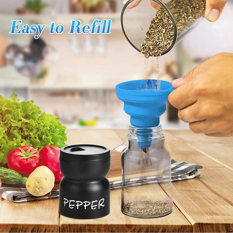 Set 2 bucăți de sare și piper alb-negru, piper cu perie și pâlnie, decor pentru bucătărie de fermă