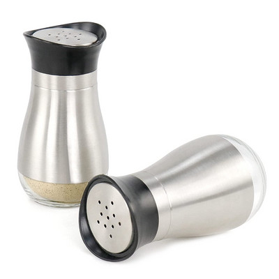 Agitatoare de sare și piper cu găuri de turnare Agitatoare de condimente reîncărcabile, perfecte pentru sare de mare, piper, zahăr, pachet de 2