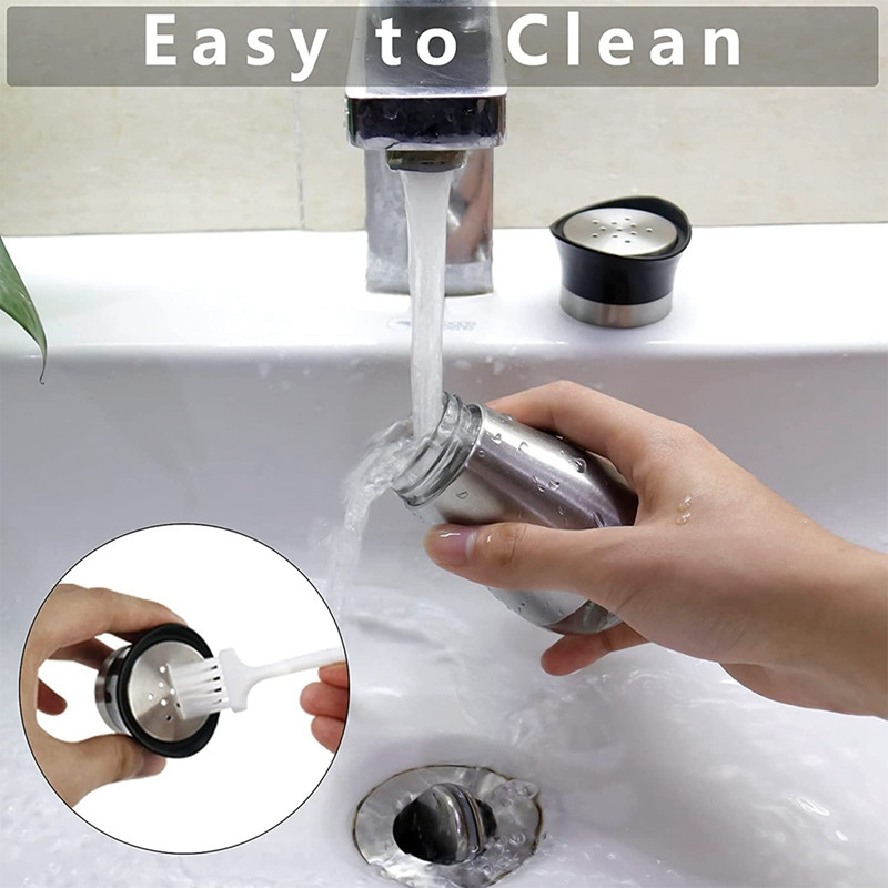 Agitatoare de sare și piper cu găuri de turnare Agitatoare de condimente reîncărcabile, perfecte pentru sare de mare, piper, zahăr, pachet de 2