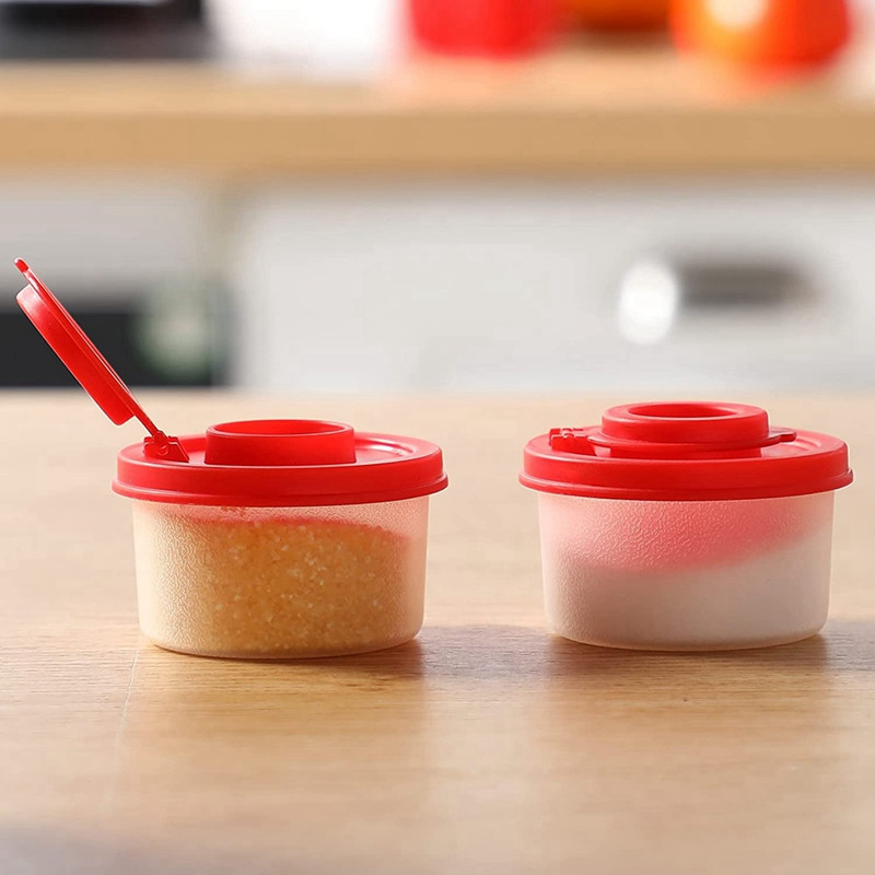 Agitatoare pentru sare și piper Saliner rezistent la umiditate, cu capace roșii, dozator de borcane de condimente din plastic ermetic