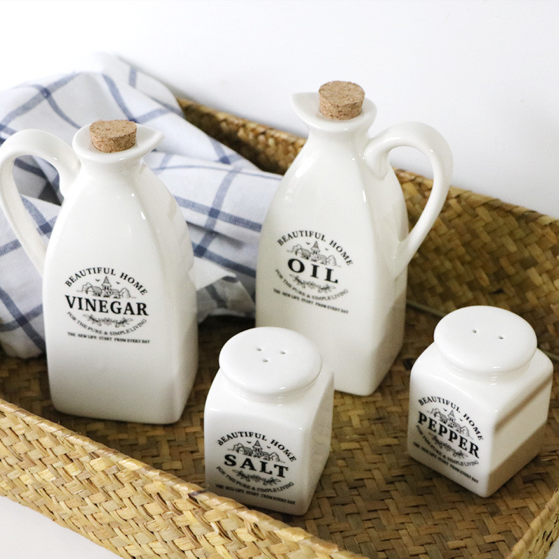 Sticla de condimente din ceramică în stil japonez Sticla vintage de ulei de oțet Recipient pentru alimente Cutie de depozitare condimente Borcane de bucătărie 1 set