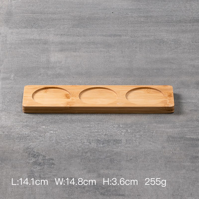 Fekete fűszeres edénykészlet fa tálcával Otthoni Konyha Kerámia Fűszertartó Három részes Só Bors Szójaszósz Ecetes Tároló doboz