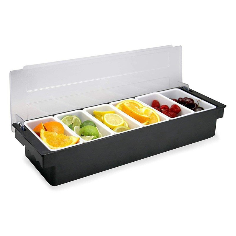 Karštas 6 skyrelių pagardų dozatorius, vaisius, garnyro padėklas, virtuvės prieskoniai, laikiklis, priedai, prieskonių dėžutė