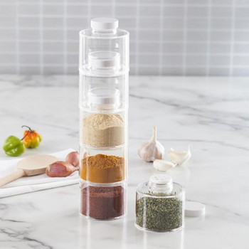 6 τμχ Tower Type Spice Rack Organizer Ζαχαριέρα Αναδευτήρας αλατιού Καρυκεύματα Δοχείο Μπαχαρικά Κουτιά Κουζίνας Αναλώσιμα Σετ αποθήκευσης