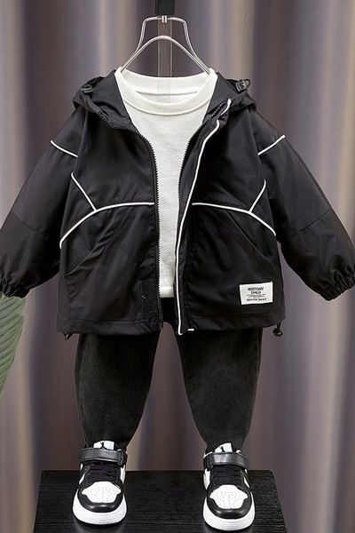 Gyerek alkalmi kapucnis kabát fiúknak