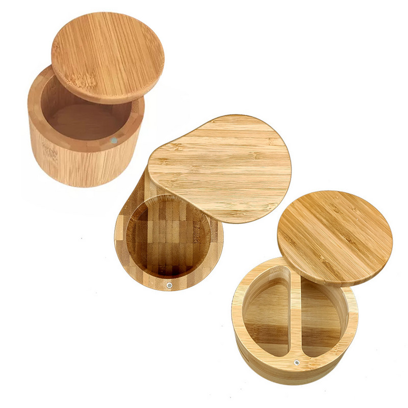 Borcan de condimente din bambus Zahăr Sare Piper Ierburi Scobitoare Sticlă de depozitare Oală de condimente Borcan de condimente pentru bucătărie Acasă Ecologic