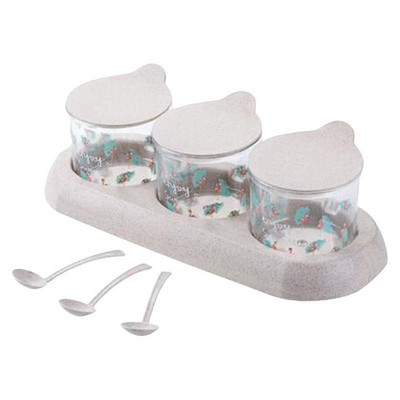 Set borcan de depozitare pentru condimente cu paie Borcane transparente pentru condimente Cutii de depozitare pentru uz casnic Oală pentru condimente Cutii pentru condimente de bucătărie Verde Roz Bej