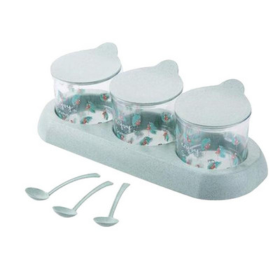 Set borcan de depozitare pentru condimente cu paie Borcane transparente pentru condimente Cutii de depozitare pentru uz casnic Oală pentru condimente Cutii pentru condimente de bucătărie Verde Roz Bej