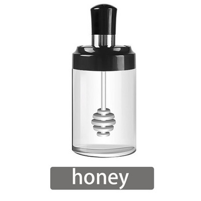 Üvegfűszer konyhai fűszerkészlet palackok só és bors kanál tégelyek olajecset méz tartály ételkészlet tároló átlátszó fedél