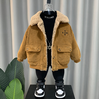 Geacă de iarnă pentru băieți cu căptușeală caldă și inscripționare