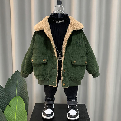 Geacă de iarnă pentru băieți cu căptușeală caldă și inscripționare