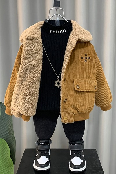 Geacă de iarnă pentru băieți cu căptușeală caldă și inscripționare