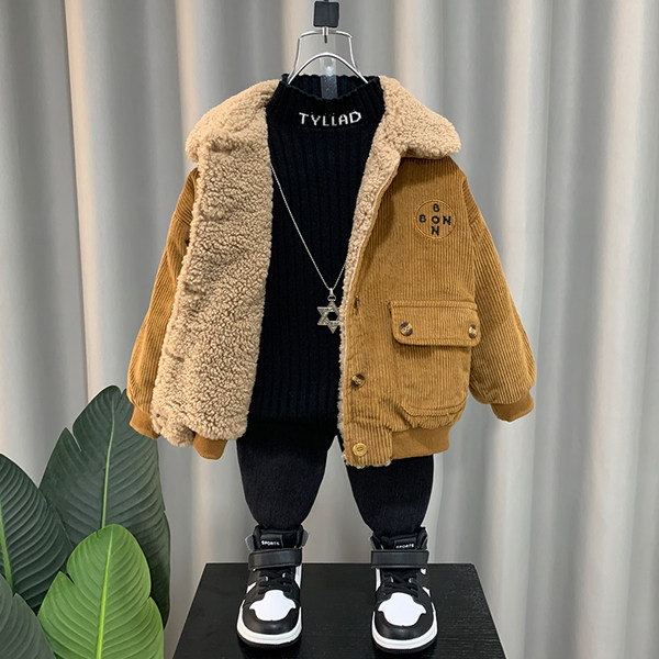 Geacă de iarnă pentru băieți cu căptușeală caldă și inscripționare