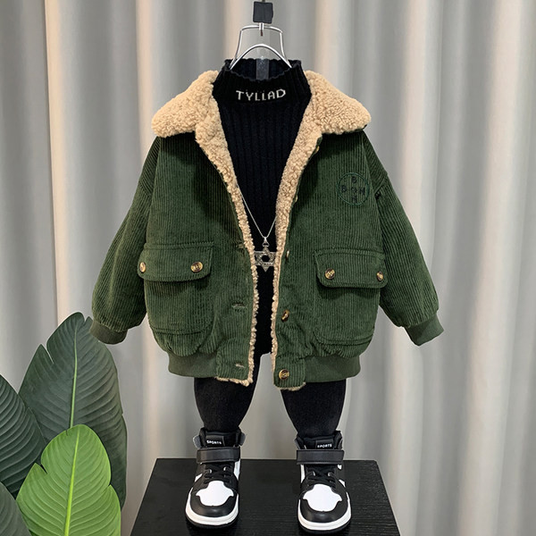 Geacă de iarnă pentru băieți cu căptușeală caldă și inscripționare