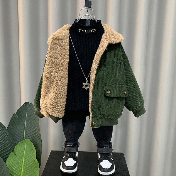 Geacă de iarnă pentru băieți cu căptușeală caldă și inscripționare