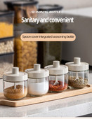 Borcane de sticlă pentru condimente Sticla de condimente de bucătărie cu capac de lingură Perie de ulei Miere Sos de soia Canistra Agitatoare de sare Piper Rezervor de depozitare