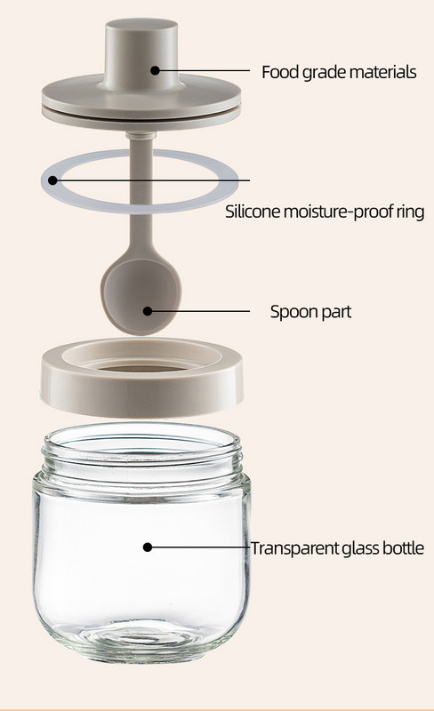Borcane de sticlă pentru condimente Sticla de condimente de bucătărie cu capac de lingură Perie de ulei Miere Sos de soia Canistra Agitatoare de sare Piper Rezervor de depozitare