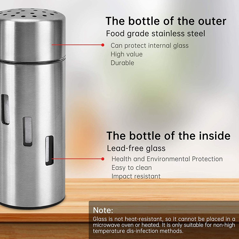 NHBR 2db só- és borsszóró rozsdamentes acél fűszerkeverő szitáló só cukor bors fahéj fűszerezéshez