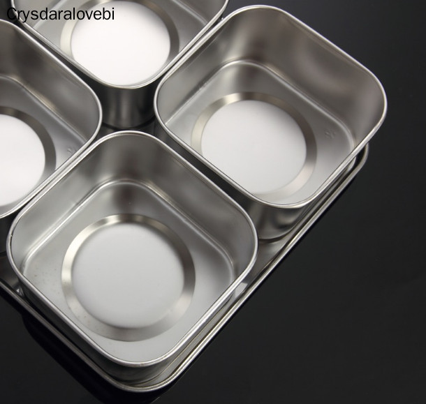 Japán rozsdamentes acél fűszeres doboz készlet Kreatív fűszeres tégely 6 rácsos 8 rácsos opcionális fedéllel Konyhai egészségügyi fűszerdoboz