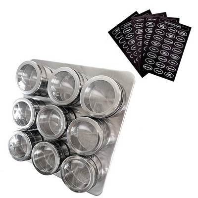 LMETJMA Borcane magnetice pentru condimente cu suport pentru condimente Cutii de condimente din oțel inoxidabil 304 Borcane de depozitare pentru condimente Cutii pentru condimente pentru piper Borcane