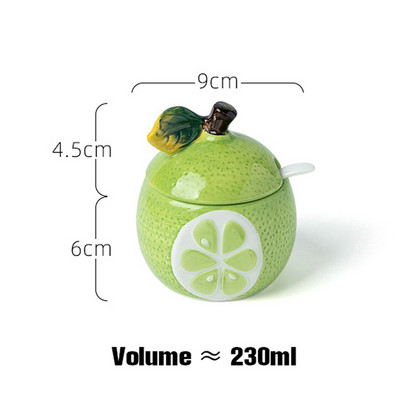 Fructe creative în formă de pepene galben, borcan de condimente din ceramică, sticlă, rezervor de depozitare pentru condimente, rafturi pentru decorarea bucătăriei, vas de zahăr cu lingură cu capac