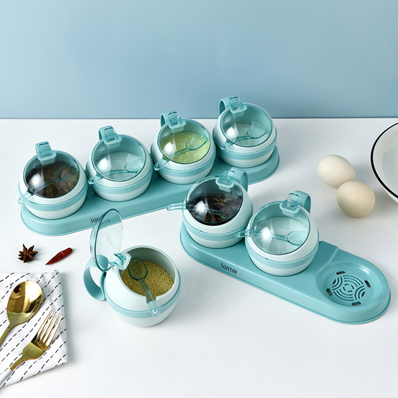 Vürtsipurkide komplekt Soola-suhkru ja pipra loksutajad Köögi maitseainekarp Maitseainekarp Vürtside rest Säilituspurgid lusikakaanega