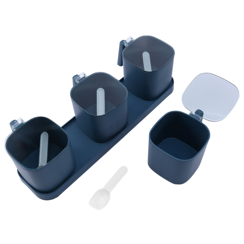 Kutija za začine s 4 rešetke, papar, začin, sol, organizator začina, kuhinjska posuda za boce sa začinima, posuda sa žlicama