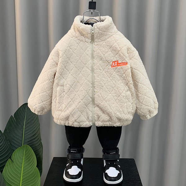 Vaikiška pūkinė striukė berniukui aukšta apykakle