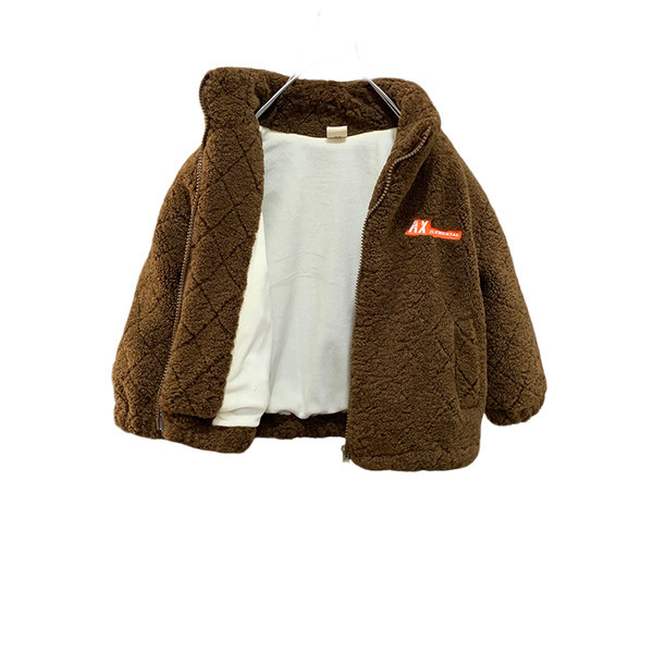 Vaikiška pūkinė striukė berniukui aukšta apykakle