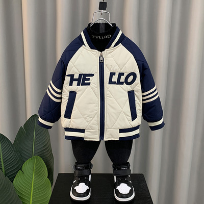 Rudeninė ir žieminė striukė berniukams su išsiuvinėtomis raidėmis ir kišene