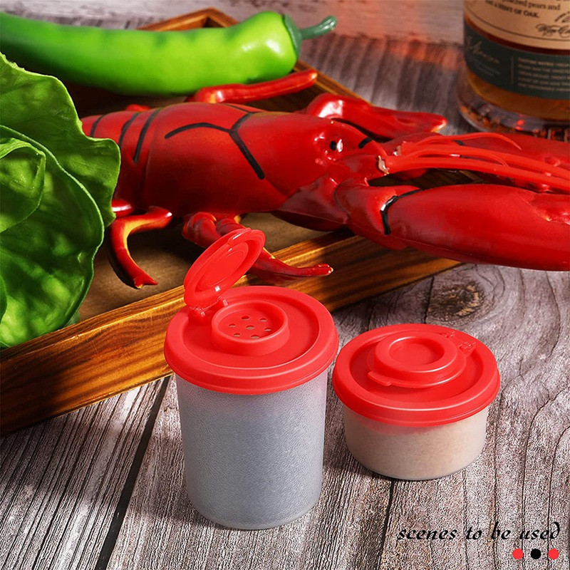 4 darabos só- és borsszóró Fűszertartályok fedővel Átlátszó műanyag fűszeres tégelyek piros fedővel Műanyag fűszerezés