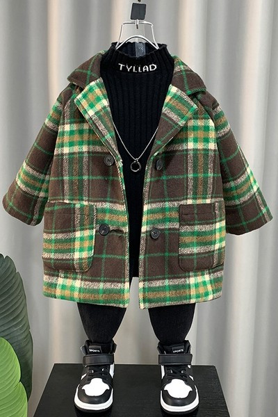 Palton in carouri de toamna pentru baieti