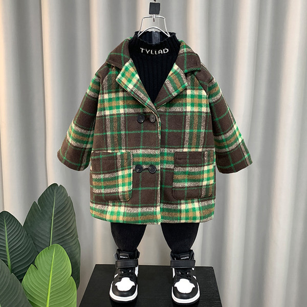 Palton in carouri de toamna pentru baieti