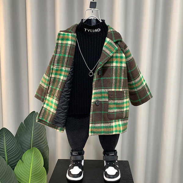 Palton in carouri de toamna pentru baieti