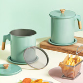 1,4 literes/1,7 literes rozsdamentes acél olajszűrő edény, nagy kapacitású tárolótartály szűrős olajpalackkal Konyhai szűrős olajos vízforraló