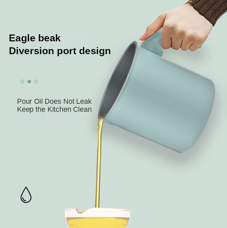 1,4 literes/1,7 literes rozsdamentes acél olajszűrő edény, nagy kapacitású tárolótartály szűrős olajpalackkal Konyhai szűrős olajos vízforraló