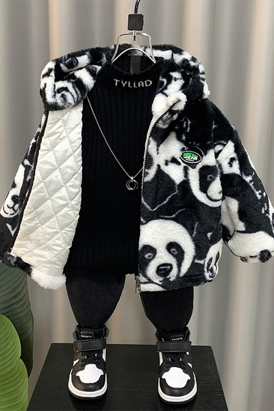 Rudeninė žieminė vaikiška striukė su gyvūnų raštais berniukams