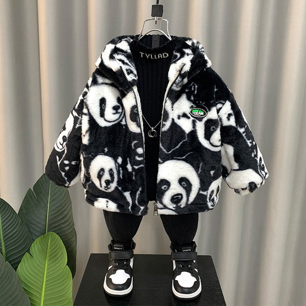 Rudeninė žieminė vaikiška striukė su gyvūnų raštais berniukams