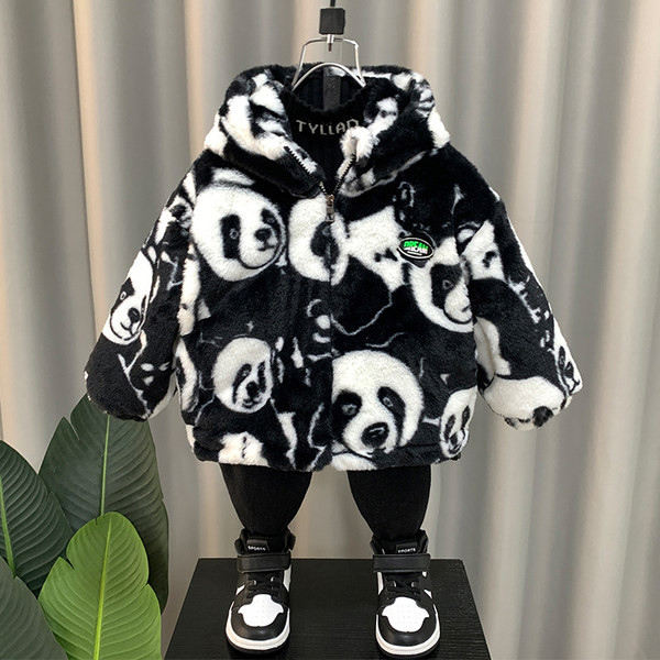 Rudeninė žieminė vaikiška striukė su gyvūnų raštais berniukams