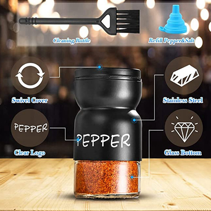 Set 2 bucăți de sare și piper alb-negru, piper cu perie și pâlnie, decor pentru bucătărie de fermă