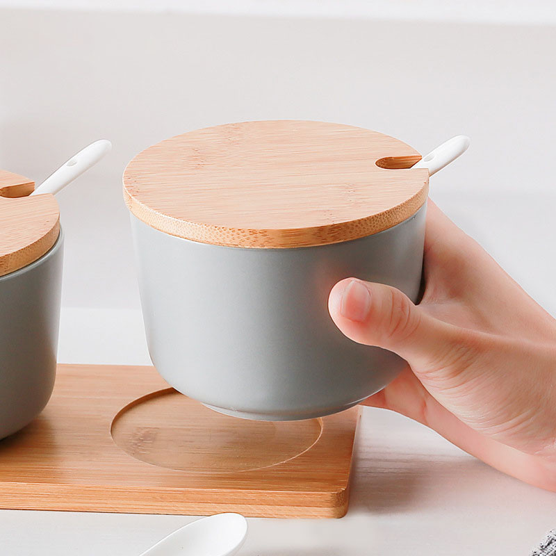 Raft din ceramică pentru condimente de bucătărie Saliera și piperul Borcane pentru condimente cu capac Suport pentru cutie pentru sticle Unelte de gătit