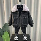 Geaca de piele pentru baieti din piele ecologica