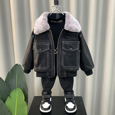 Geaca de piele pentru baieti din piele ecologica