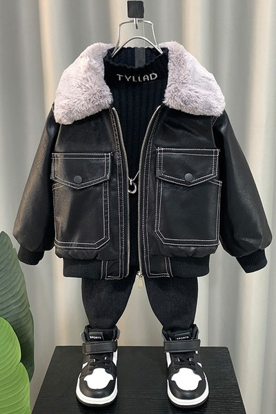 Geaca de piele pentru baieti din piele ecologica