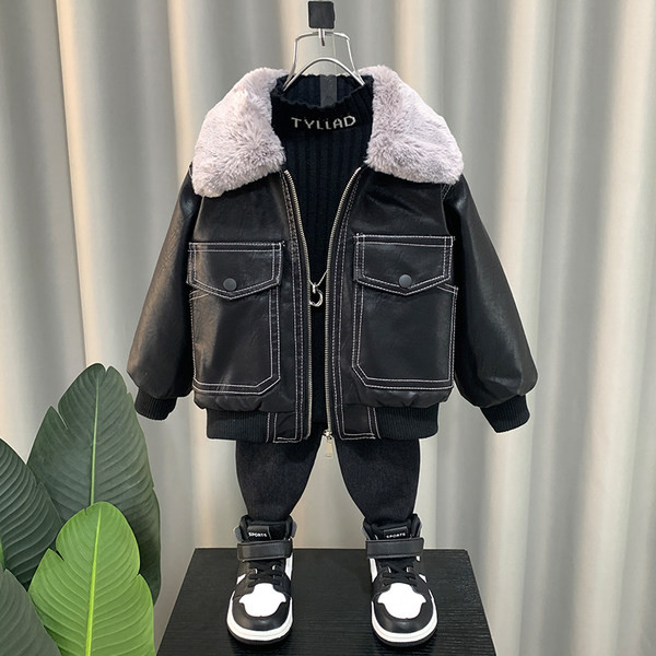 Geaca de piele pentru baieti din piele ecologica