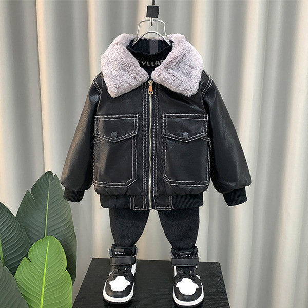 Geaca de piele pentru baieti din piele ecologica