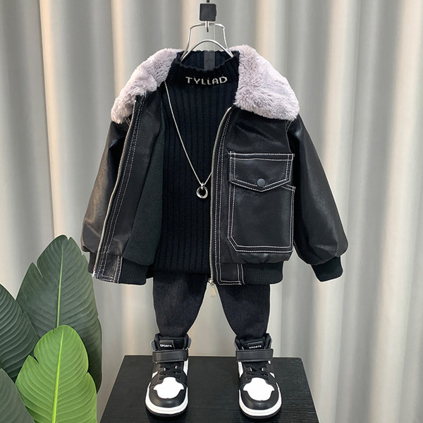 Geaca de piele pentru baieti din piele ecologica