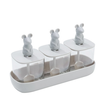 Set borcane pentru condimente Capac cu lingura O cutie de condimente Multi-grid Cutie pentru borcane pentru condimente pentru animale Set combinat de sticle pentru condimente